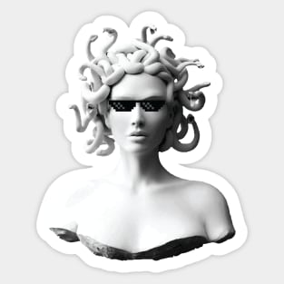 Greek Mythology Medusa Creature with Funny Deal with it Glasses Sticker